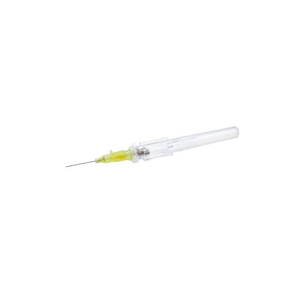 TrueSafe Blood Control IV Catheter Push Button 24 Gauge 0.75" Yellow 50/Bx