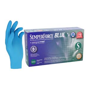SemperForce Nitrile Exam Gloves Small Blue Non-Sterile 10/Ca