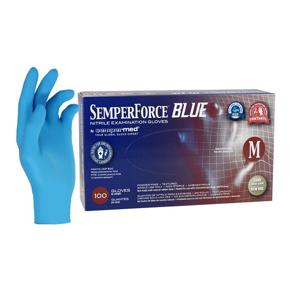 SemperForce Nitrile Exam Gloves Medium Blue Non-Sterile