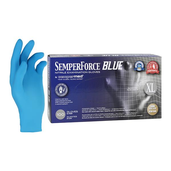 SemperForce Nitrile Exam Gloves X-Large Blue Non-Sterile