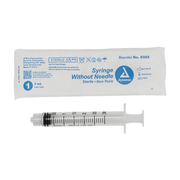 Luer Lock Syringe 3cc Translucent Low Dead Space 100/Bx, 10 BX/CA