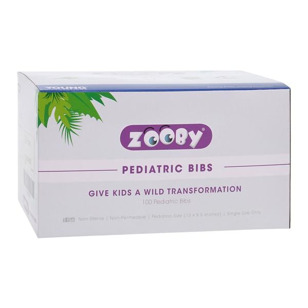 Zooby Pediatric Patient Bib 2 Ply Polyback 13 in x 9.5 in Asst Disposable 100/Bx
