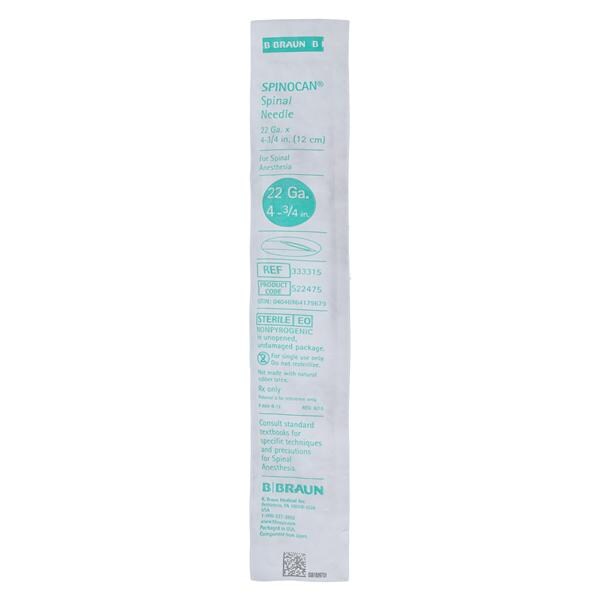 Spinocan Quincke Spinal Needle 22g 4.75