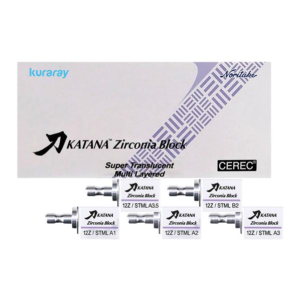 KATANA Zirconia STML Multi Layered Milling Blocks Spr Trns 12Z B3 f/ CRC 2/Bx