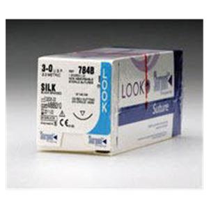 Suture 6-0 18" Silk Braid VSP-8/VSP-8 Black 12/Bx