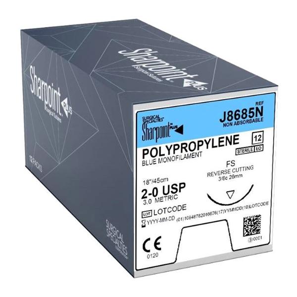 Suture Polypropylene Monofilament 2-0 18" Non-Absorbable DS-26 Pr...