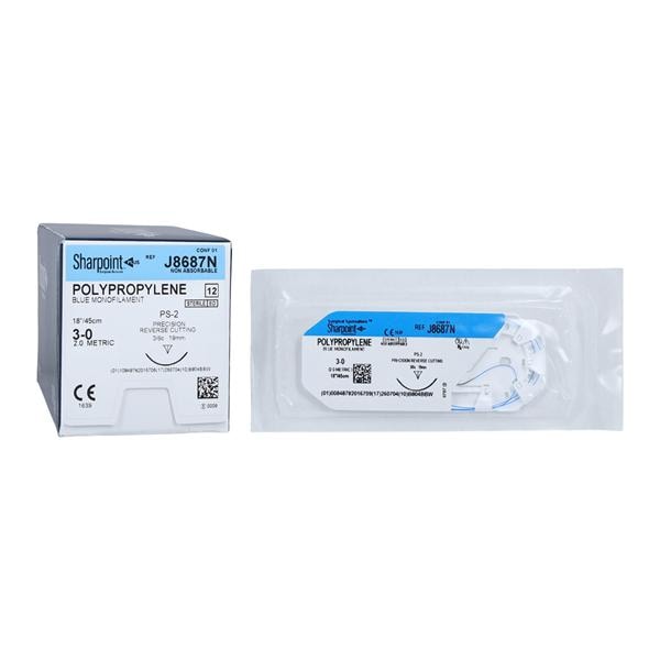 _ Suture 3-0 18" Polypropylene Monofilament PC-31 Blue 12/Bx