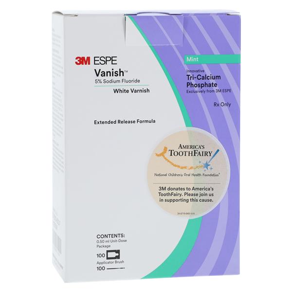 3M™ Vanish™ Varnish Clinic Pack 5% Sodium Fluoride 0.5 mL Mint White 100/Pk, 10 PK/CA