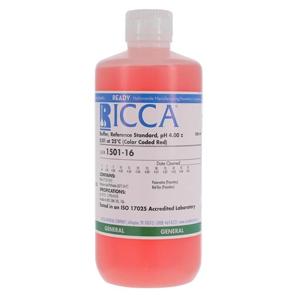 Reference Buffer Red pH 4.0 16oz Each