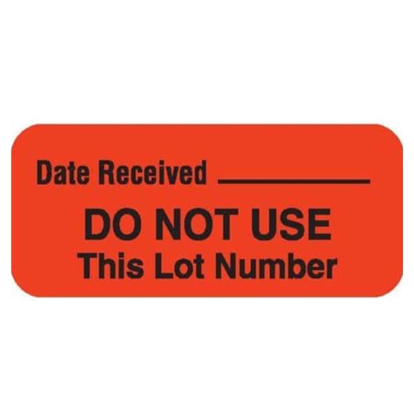Permanent Label Orange 1-1/2x5/8" Do Not Use This Lot Number 1000...