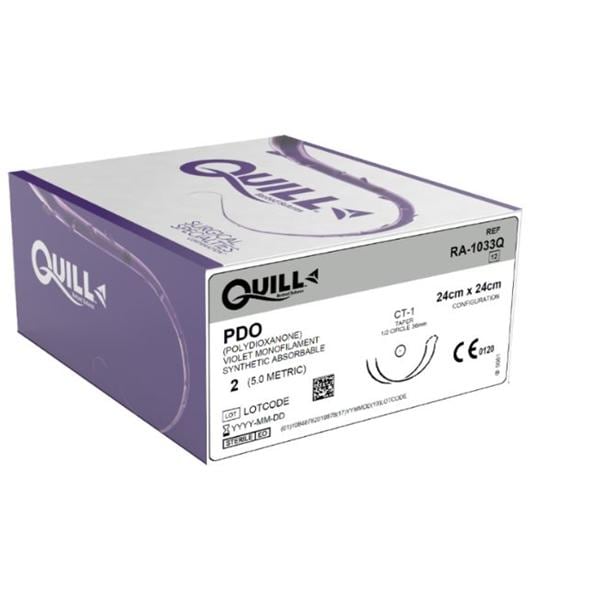 Quill Suture 2 24x24cm Polydioxanone Monofilament CT-1 Violet 12/Bx
