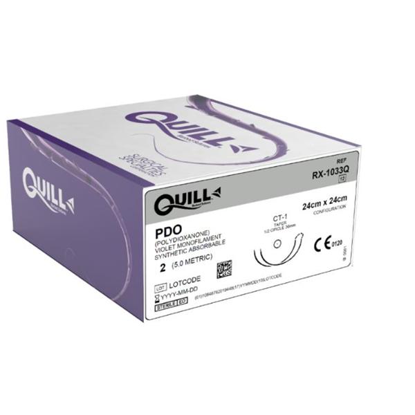 Quill Suture 2 24x24cm Polydioxanone Monofilament CT-1 Violet 12/Bx