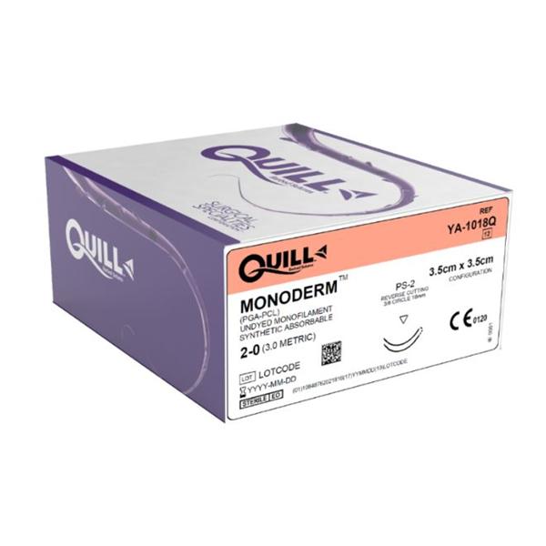 Quill Monoderm Knotless Tissue Closure Device Suture Polyglecapro...