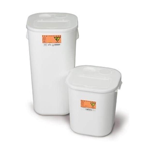 Sharps Container 8gal White/Black/Yellow 13-3/4x14x13-3/4" Hrzntl Drp PP 10/C
