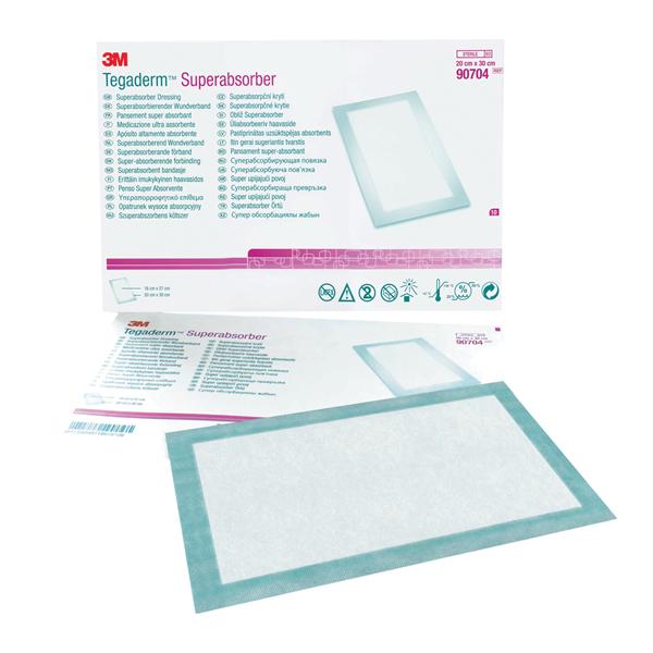 Tegaderm Polyurethane Foam/Film Dressing 7-7/8x11-3/4" Sterile NAdh SprAbsrbr LF