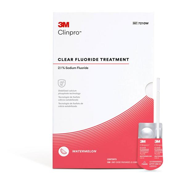 3M Clinpro Clear Fluoride Treatment Vrnsh UD 2.1% NaF 0.5 mL Watermelon 100/Pk