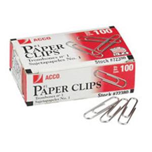 ACCO Paper Clips Regular Silver 1000/Pk