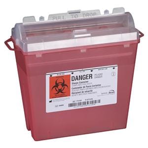 Sentinel Sharps Container 5qt Translucent Red 11x5-1/4x10" Rotati...