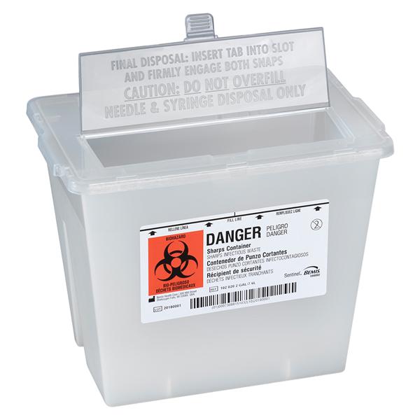 Sentinel Sharps Container 2gal Translucent Beige 11-5/8x7-3/4x8-5...