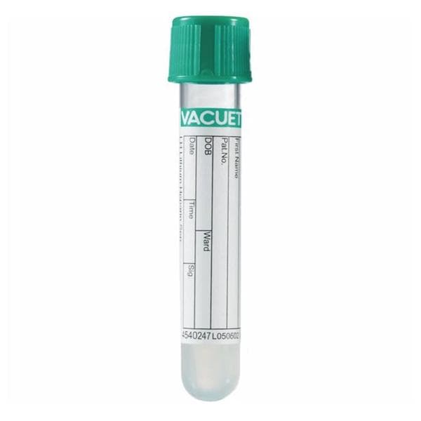 Vacuette Venous Blood Collection Tube Green/Yellow 3.5mL Plastic 50/Pk, 24 PK/CA