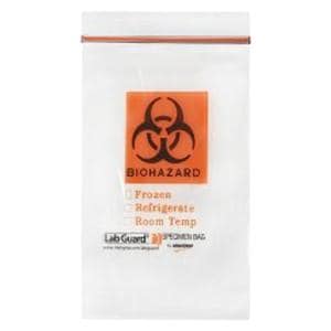 Lab Guard Specimen Transport Bag 6x9" Clear Double Zip Closure Wi...