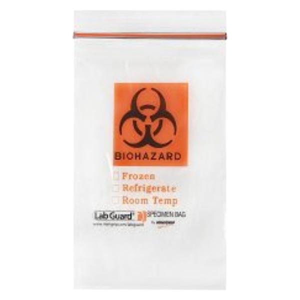 Lab Guard Specimen Transport Bag 6x9" Clear Double Zip Closure Wi...