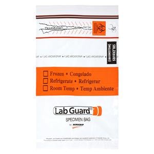 Lab Guard Specimen Transport Bag 6x9" Clear/Orange Double Zip Clo...