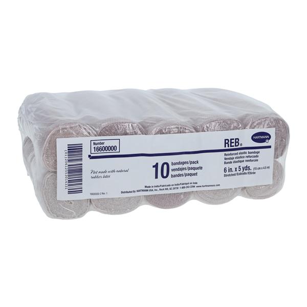 REB Stretch Bandage Elastic 6"x5yd Tan Non-Sterile 10/Pk