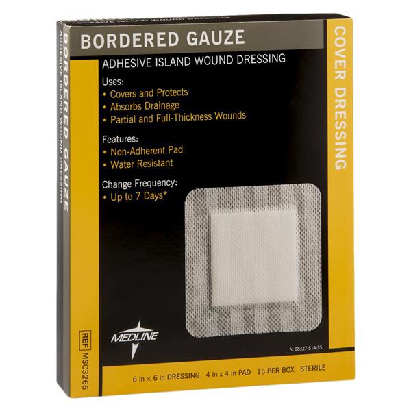 Cotton Pad Dressing 6x6" Sterile Square Adhesive White LF, 10 BX/CA