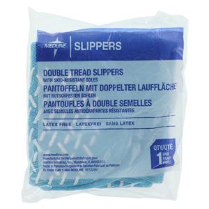 Patient Slippers Terrycloth Adult Unisex Blue Size Large With Rub...