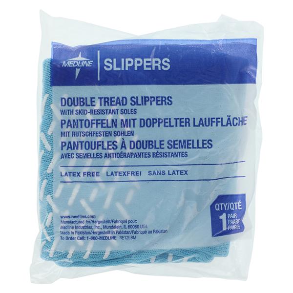 Patient Slippers Terrycloth Adult Unisex Blue Large With Rubber D...