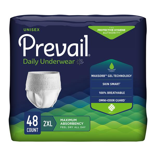 Prevail Incontinence Underwear Unisex Adult 68-80" 2XL Polyacryli...
