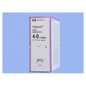 Polysorb Suture Polyester Braid 4-0 30" Absorbable V-20 Taper Poi...