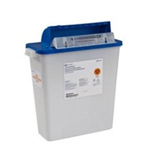 PharmaSafety Pharmaceutical Waste Container 3g Wht/Bl 6x13.75x16.5" Ld Plstc Ea