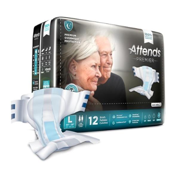 Attends Incontinence Brief Unisex Adult 44-58" Large Heavy White...