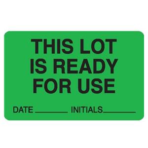 Label Green 2-1/2x1-1/2" This Lot Ready For Use 1000/Rl