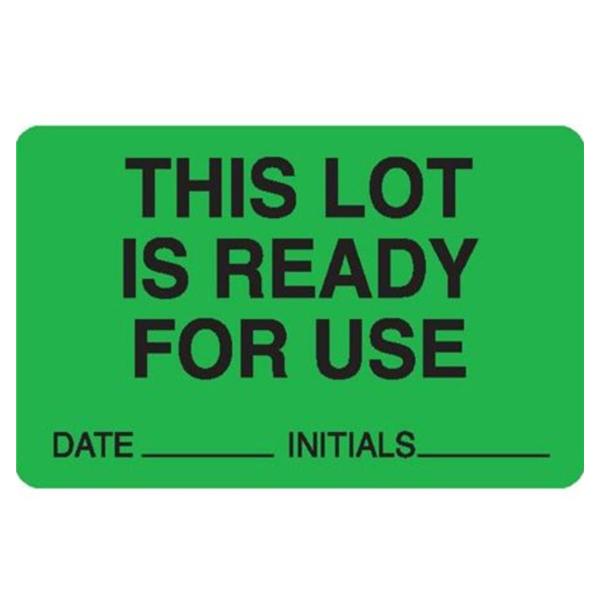 Label Green 2-1/2x1-1/2" This Lot Ready For Use 1000/Rl