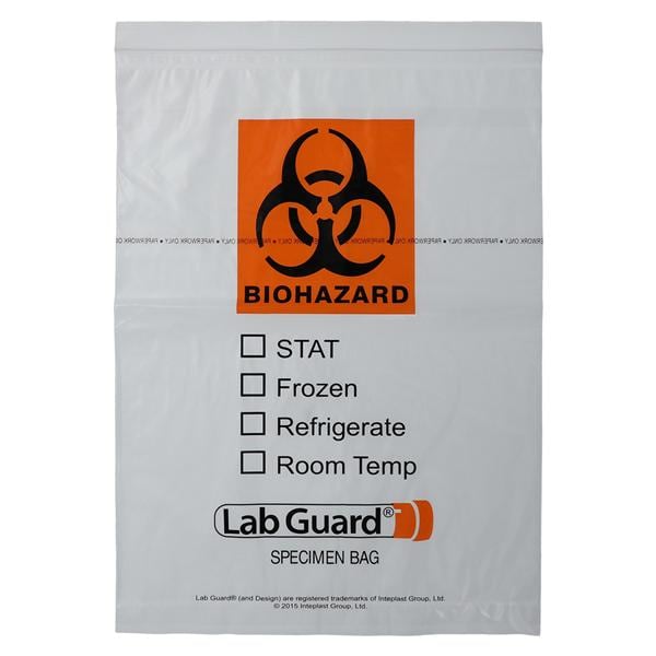 Specimen Transport Bag Clear/Black/Orange Zip/ Flap Closure With Pouch 100/Bx, 5 BX/CA