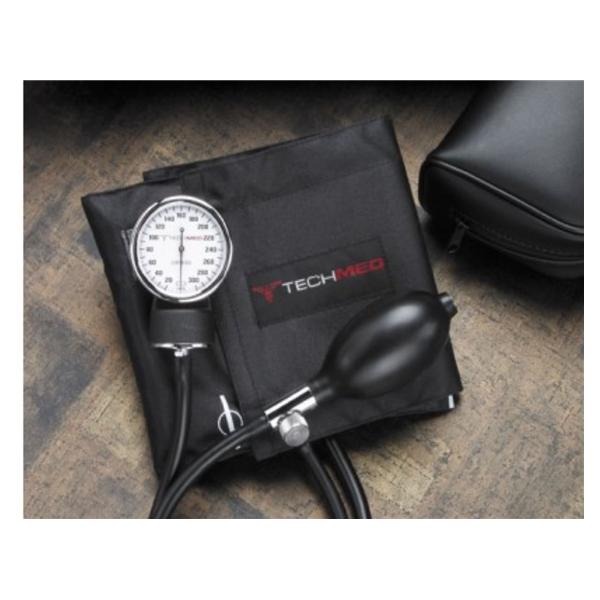 Tech-Med Deluxe Aneroid Sphygmomanometer Black Latex Arm Each