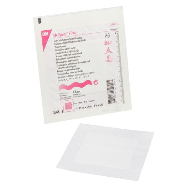 Medipore +Pad Cloth Wound Dressing 6x6  Sterile Sq Non-Adherent Adhs Wt Abs LF