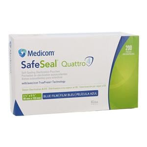 SafeSeal Quattro Sterilization Pouch 3.5 in x 5.25 in White / Blu...