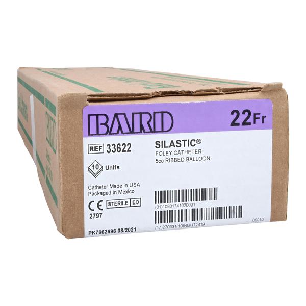 Silastic 2-Way Foley Catheter Short Round Tip Silicone Coated Latex 22Fr 5cc