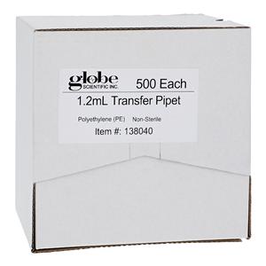 Transfer Pipet 1.2mL Non-Graduated 65mm Large Bulb Non-Sterile Di...