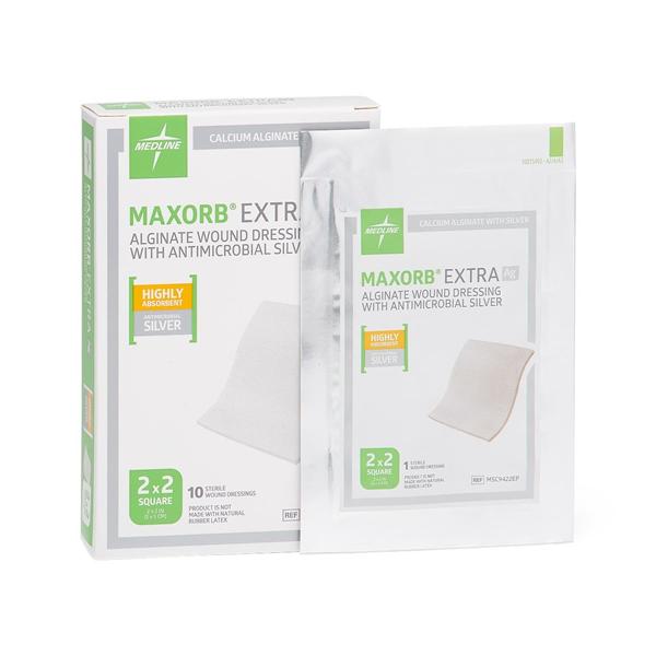 Maxorb Extra Ag Alginate/Silver Dressing 2x2" Sterile Silver Abso...