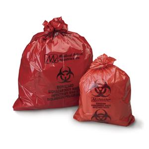 Biohazard Bag 25x34" Red Plastic Symbol Non-Sterile 250/Case