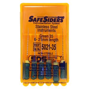 Safesider Hand Reamer 21 mm Size 35 Stainless Steel Green 0.02 6/Pk