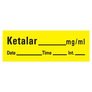 Ketalar Label Yellow w/MG/ML 1.5 x .5" 333/Rl 333/Rl