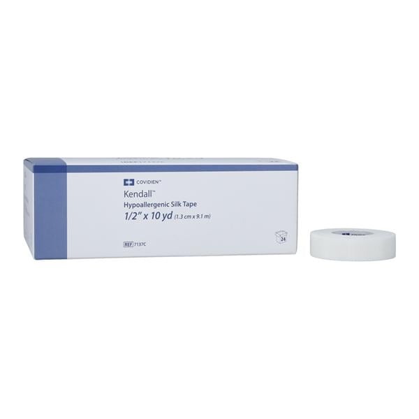 Kendall Medical Tape Silk Cloth .5"x10yd White Non-Sterile 24/Bx
