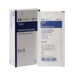 Telfa Cotton/Polyester Island Dressing 4x8" Sterile Non-Adherent Adhesive Abs LF