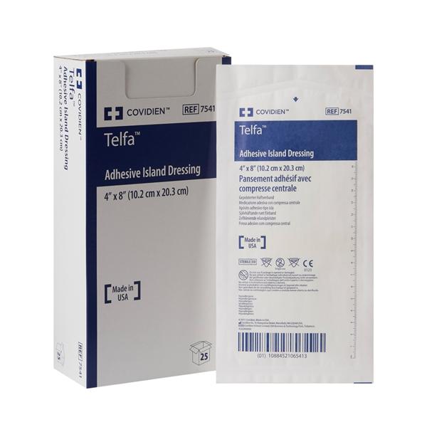 Telfa Cotton/Polyester Island Dressing 4x8" Sterile Non-Adherent Adhesive Abs LF
